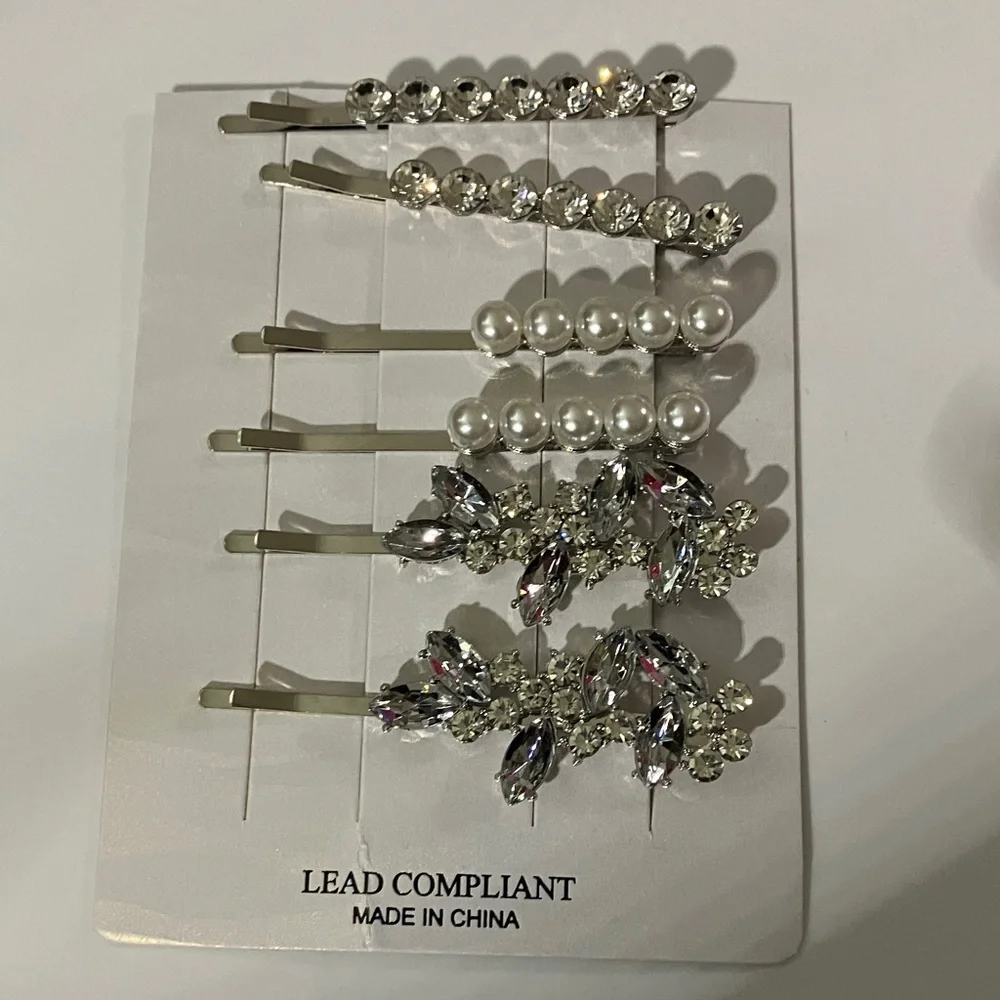 Elegant Crystal and Pearl Hair Pins
